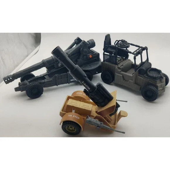 Military Toy Vehicle Lot Of 3 Jeep Cannon Tank Army Vehicles
