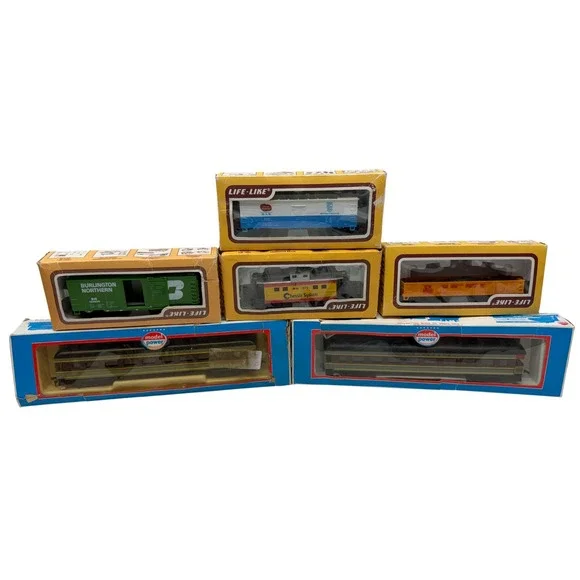 [6] LIFE-LIKE / Model Power Railroad Passenger Train Cars Caboose Box Car BUNDLE