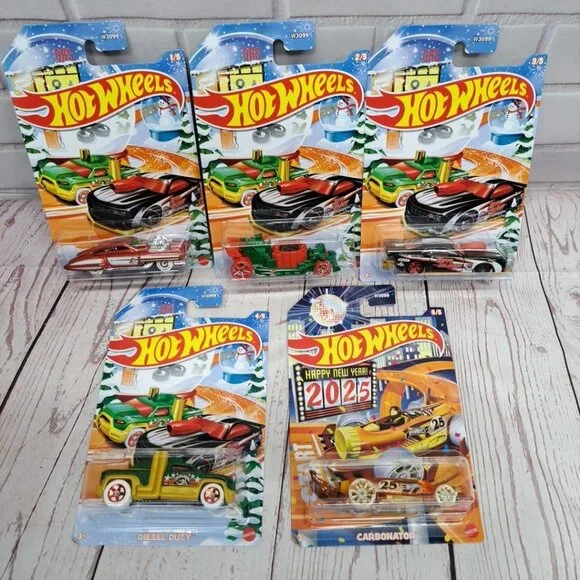 Hot Wheels 2024 Christmas & New‎ Year Holiday Cars 1:64 Diecast Set of 5, W3099