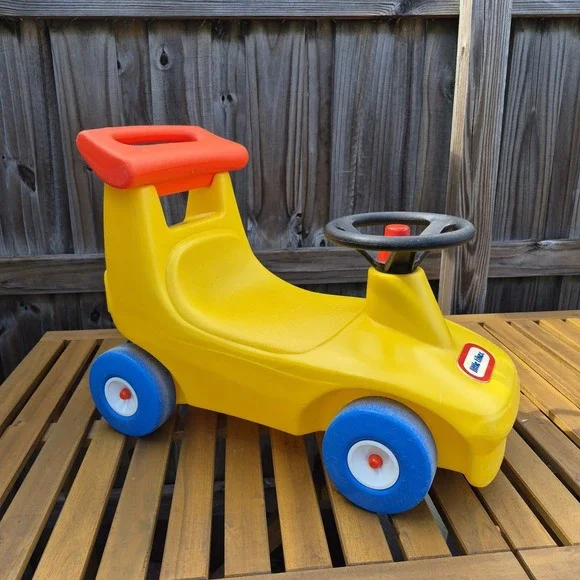 Vintage  Little Tikes yellow race‎ car Ride On Push Toy Roadster Made In USA