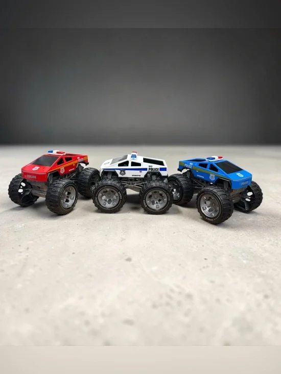 Die-Cast Kids Monster Truck Police Playset - Red, White & Blue
