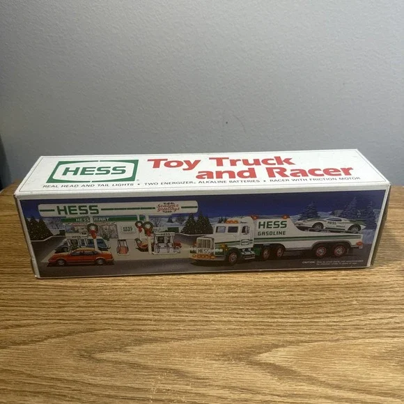 1991 Hess Toy Hauler Semi Truck and Racer Car, Original Box and All Inserts‎