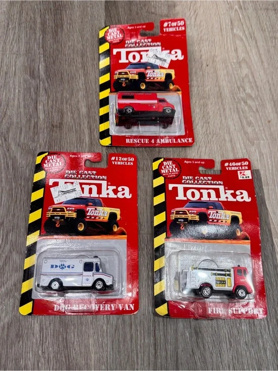 VTG Lot of 3 Tonka Die Cast Collection Sealed Grader Dump Trucks Stone Crusher