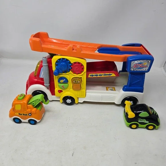 VTech Go Go Smart Wheels Big Rig Car Carrier with Tow Truck and Race Car Set