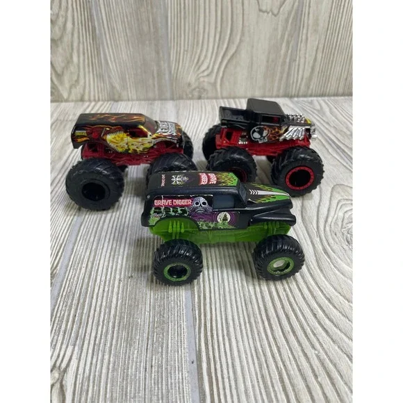 Hot Wheels Monster Jam Monster Trucks Lot of 3 1:64 Bone Shaker Firestarter McD