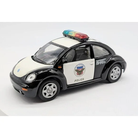 Sunnyside Volkswagen New Beetle Police Car Friction Pull Back Diecast 5