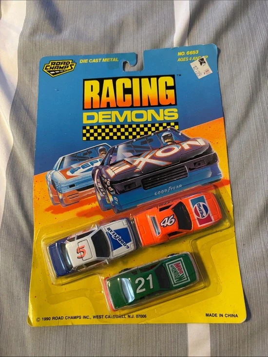 Racing Demons 3-Pack Toy Cars - Blue, Orange, White, Green
