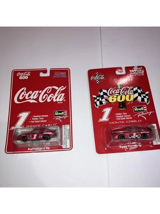Lot Of 2 VINTAGE COCA-COLA 600 # 1 MONTE CARLO REVELL RACING 1:64 SCALE CAR