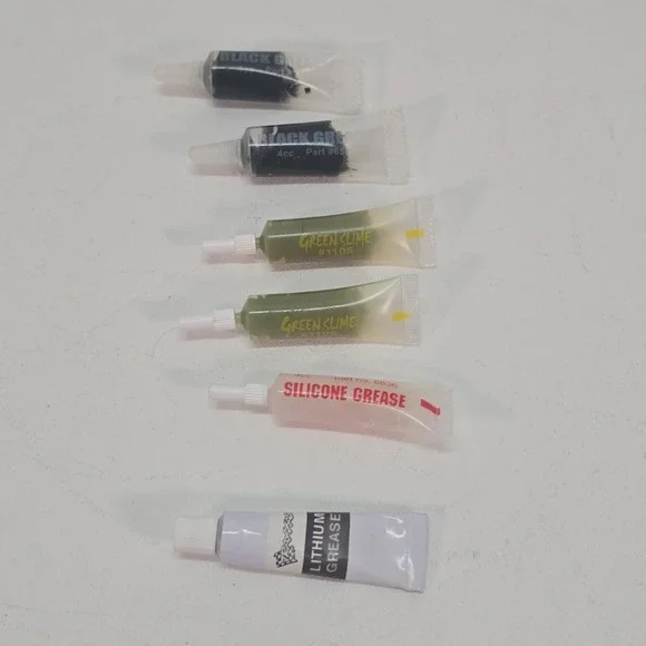 Team Associated Lot Of 6 Grease Tube 4cc Each Black Grease Green Slime Silicone