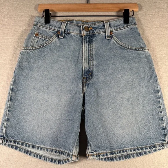 Vintage Levis 950 Relaxed Fit Orange Tab Denim Shorts Light Wash USA Made 6 Reg