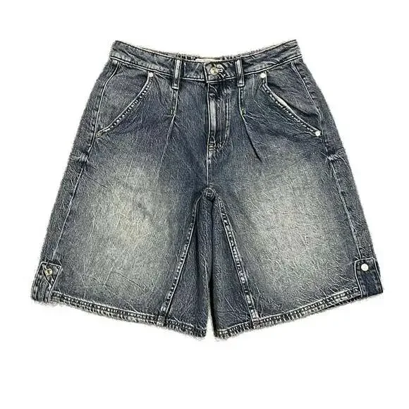We The Free People Rue Denim Long Shorts Size 26 Wide Leg Baggy