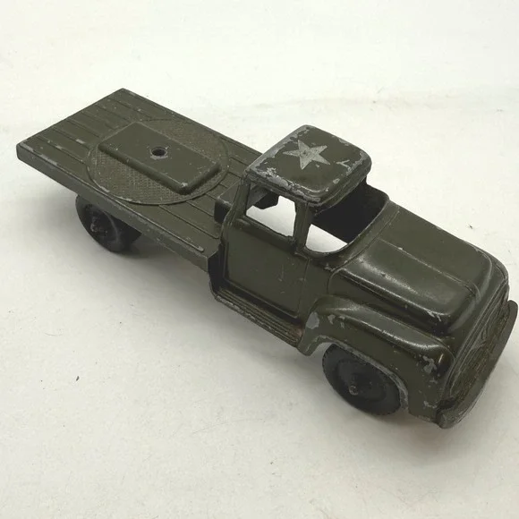 Vtg Tootsietoy Military 1954 Ford Flatbed Truck Diecast Olive Green Chicago USA