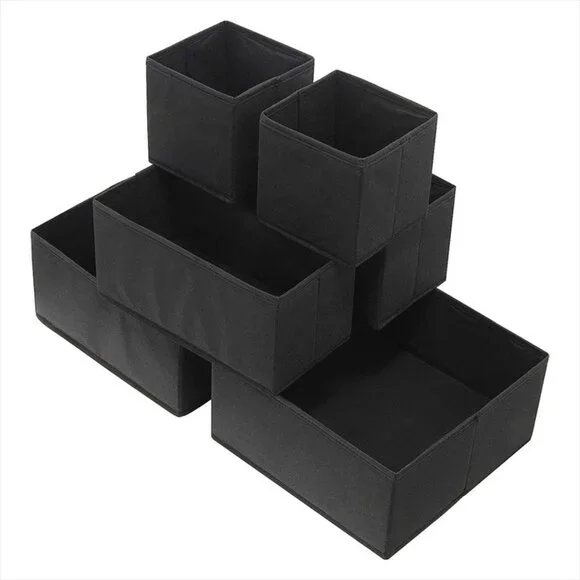 Black Canvas Small Cube Storage Bin NEW