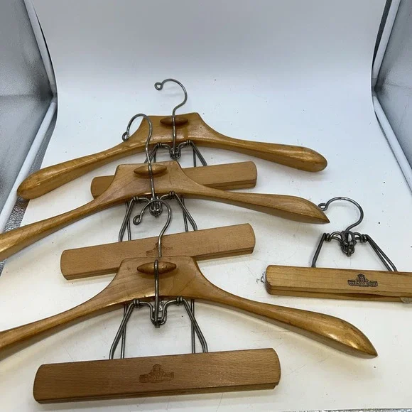 3‎ Harmony House Vintage Wooden Suit And Pants Hangers And 1 Pants Only Hanger