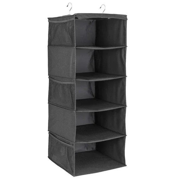 5‎ Shelf Closet Organizer - Black/Hanging Shelves