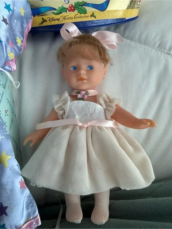Madame Alexander Cream Tulle Baby Doll with Pink Ribbon