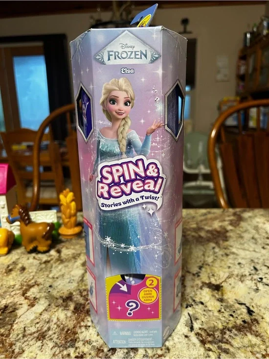 New & Sealed Disney Frozen Elsa Mystery Spin & Reveal Barbie Doll & accessories