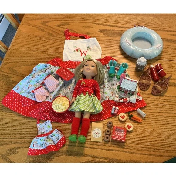 American Girl WellieWishers Camille Doll Holiday Elf Outfit Winter Accessory Lot