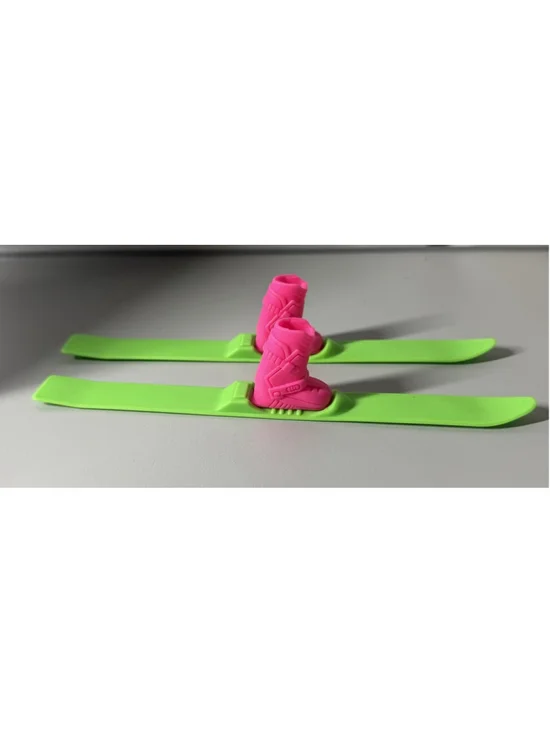 VINTAGE 1990s Barbie Lime Green Skis with Pink Boots