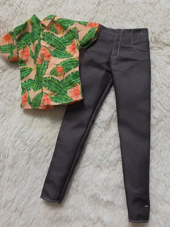 Barbie Fashions Ken Trend Set Floral Print 2019 Hawaiian Tropical Gray Pants