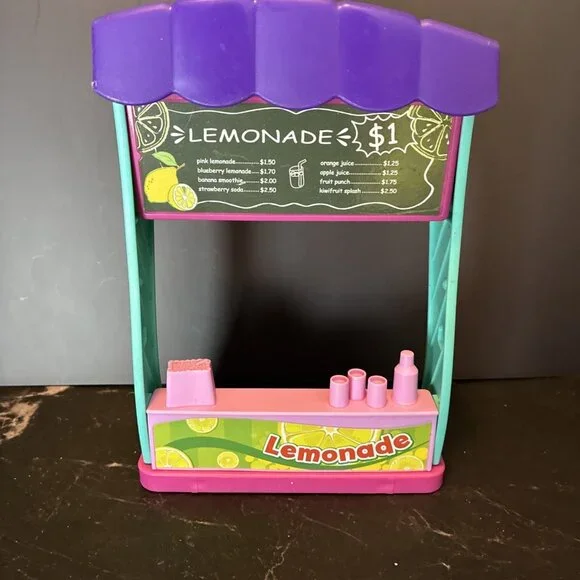 Kids Lemonade Stand Toy Pretend Play Food Drink Stand Summer Mini Playset