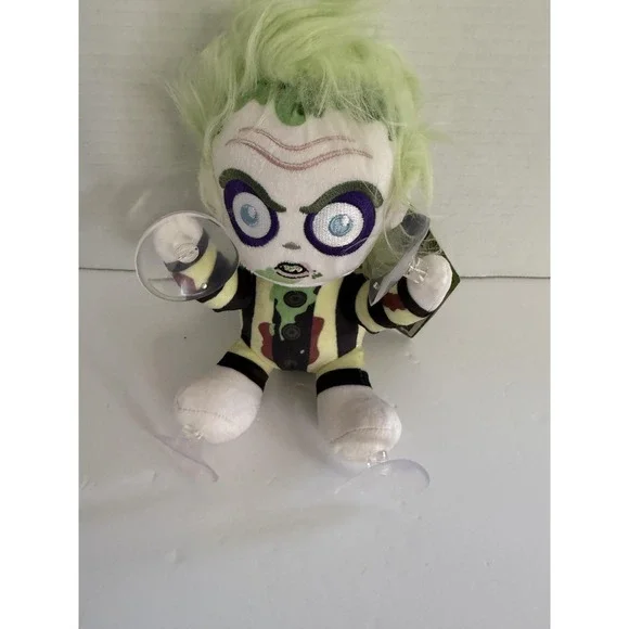 Beetlejuice Plush Doll Toy Green Hair Warner Bros Suction Cups Window‎ Tag NEW