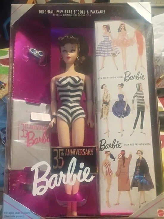 Barbie 35th Anniversary Doll in Black & White Striped Swimsuit