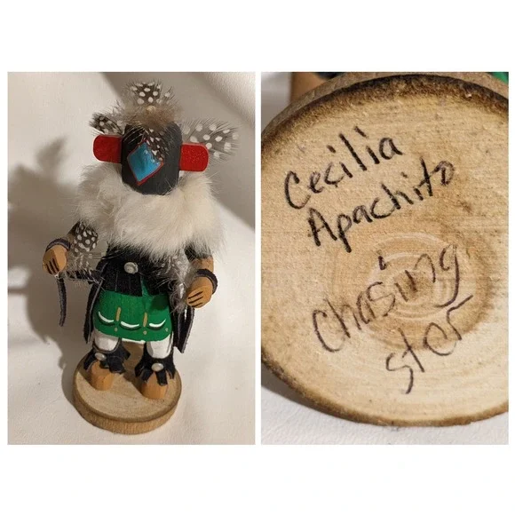 Vintage Cecilia Apachito Navajo Native American Kachina Doll Chasing Star 8 Inch