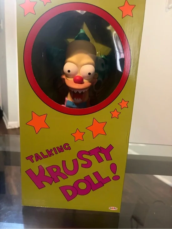 Talking Krusty Doll - Official Krusty the Clown Figure in Green & Yellow