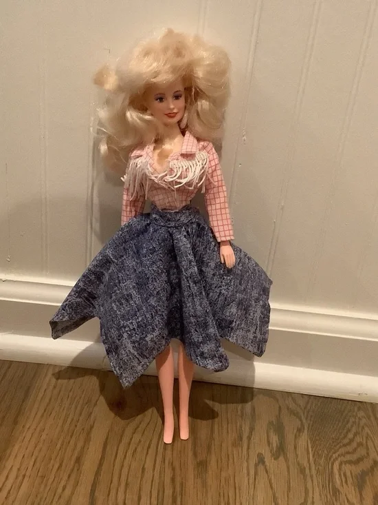 Vintage Dolly Parton Fashion Doll in Pink Top & Blue Skirt