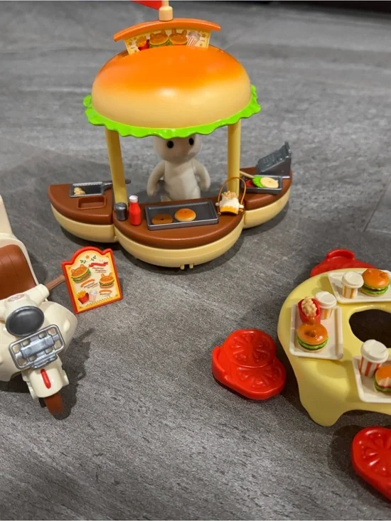 Play Food Cart Pretend Playset - Orange & Brown