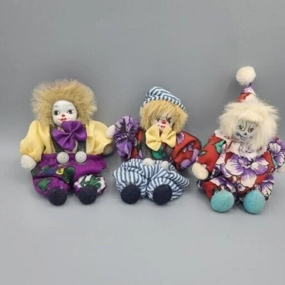 Vintage Clown Doll Sand Body Porcelain Head 5