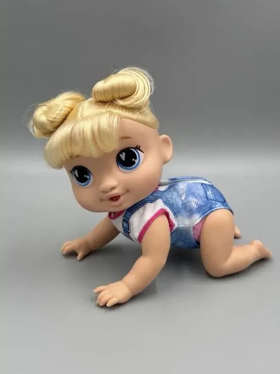 Baby Alive CRAWL 'N PLAY HARPER Hugs Doll Sounds Works Blonde 2023