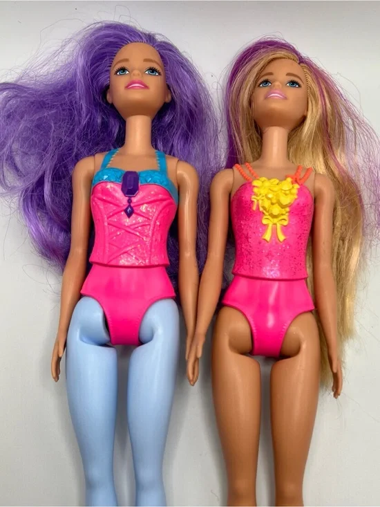 Barbie Dreamtopia Princess Doll Lot Two Dolls Purple Blonde Hair Leotards