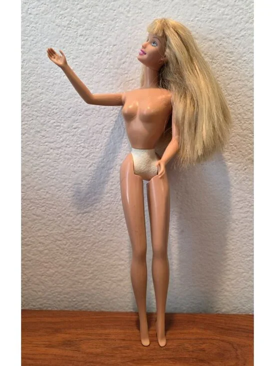 Vintage Mattel Barbie Nude Doll Blonde Hair w/ Bangs & Blue Eyes - Indonesia