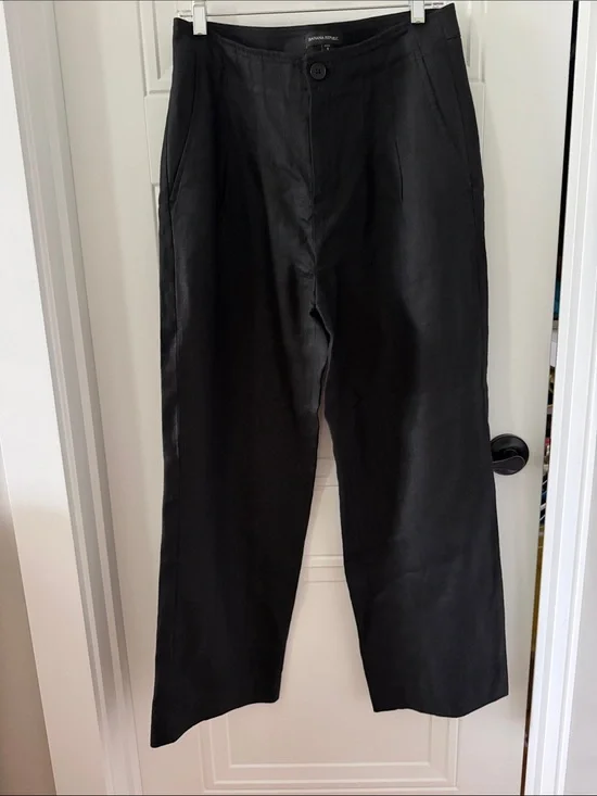 Banana Republic Black Linen High Rise Wide Leg Pants