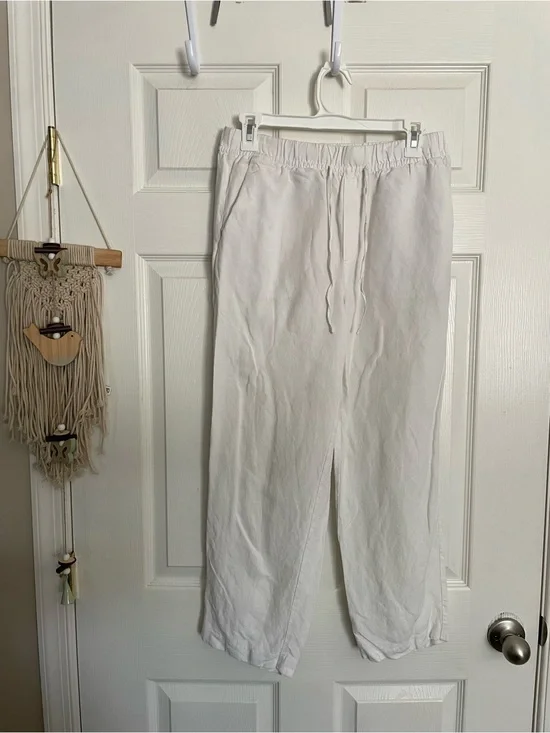 H&M Women’s size Small Lightweight Linen White Drawstring Pants