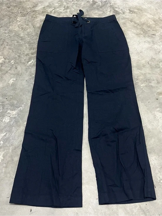 Banana Republic Ryan Fit Linen Cotton Crops Blue Womens 8 flare wide leg