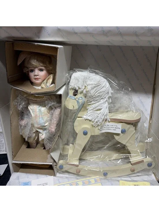 Porcelain Doll/Rocking Horse Amy / Jane Zidjunas Hamilton Collection w/papers