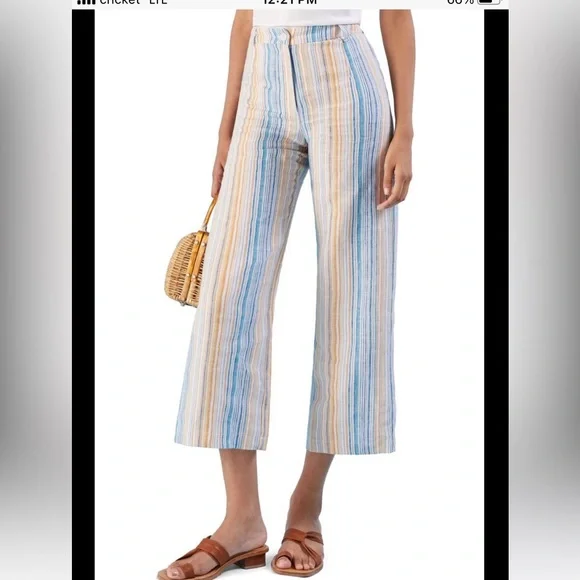 🔥REFORMATION NEW LINEN striped pants Tahiti Marbella size 4 NWT price firm!
