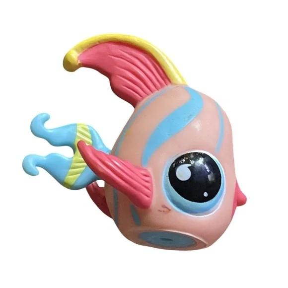 Littlest‎ Pet Shop Authentic # 643 Pink Red Yellow Angelfish Teal Tear Drop Eyes