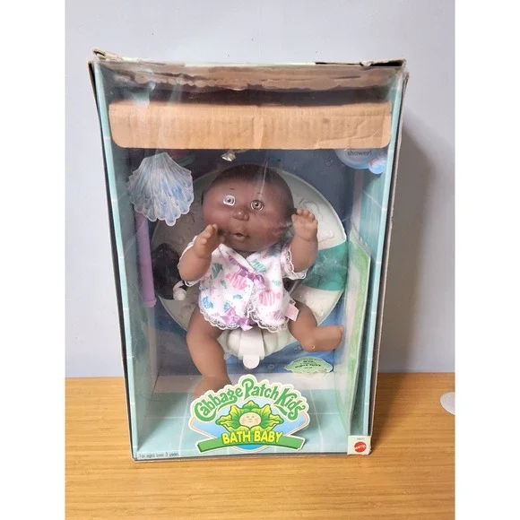 Vintage 1995 Cabbage Patch Kids Bath Baby Mattel 14277 Doll Some Box Damage NIB