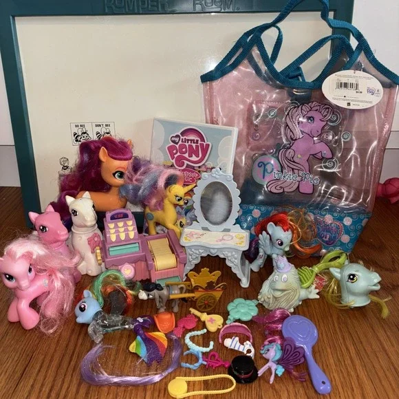 Lot of Vintage My Little Pony‎ and Accessories , Donkey, Bushwoolie, Bag, Pinkie