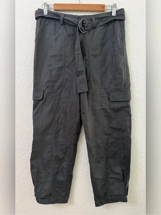 Quince Cotton Linen Twill Cargo Pants in Charcoal Gray - M