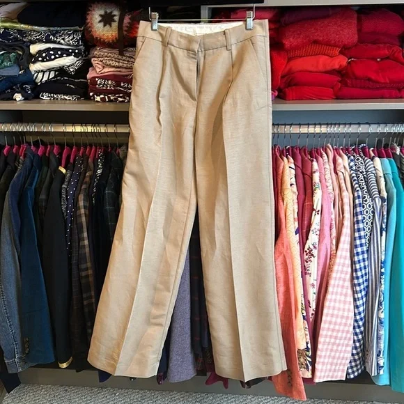 H&M tan linen blend pants size 4. NWT. Wide leg​