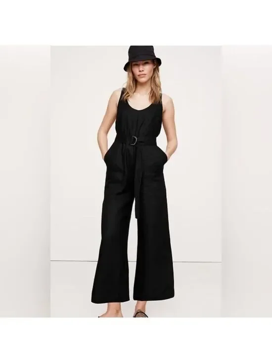 Banana Republic Summer Vacation Flax Linen Belted Wide-Leg Jumpsuit NWT 12P