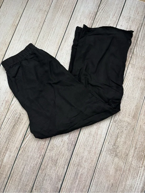 H&M Black Wide Leg Linen Lounge Pants