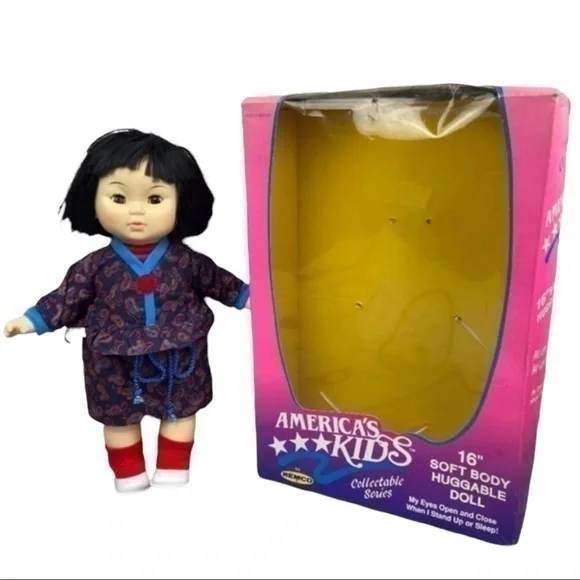 Americas Kids Doll May Oriental Baby Doll by‎ Remco 16 Inch Soft Body Huggable