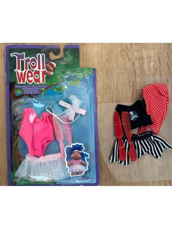 VTG Tosty Troll Wear Outfit Lot Ballerina & Pirate NOS 5-6” Troll Doll Clothes