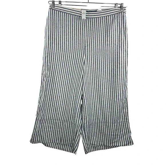 Banana Republic Wide Leg Cropped Pants Striped Linen‎ Blend 90s sz XXL